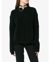 schwarzer Pullover mit einem Rundhalsausschnitt von Rick Owens