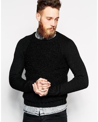 schwarzer Pullover mit einem Rundhalsausschnitt von Sisley
