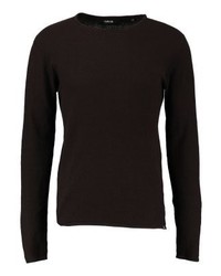 schwarzer Pullover mit einem Rundhalsausschnitt von Solid