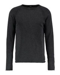 schwarzer Pullover mit einem Rundhalsausschnitt von Solid