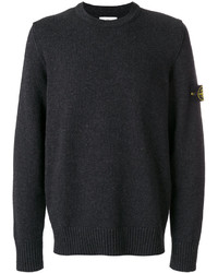 schwarzer Pullover mit einem Rundhalsausschnitt von Stone Island