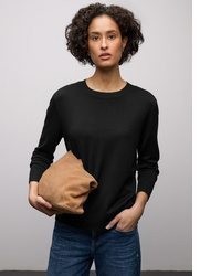 schwarzer Pullover mit einem Rundhalsausschnitt von STREET ONE