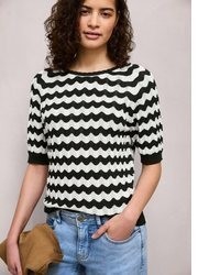 schwarzer Pullover mit einem Rundhalsausschnitt von STREET ONE STUDIO