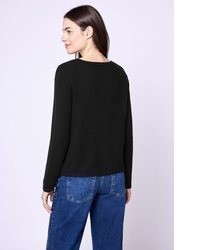 schwarzer Pullover mit einem Rundhalsausschnitt von STREET ONE STUDIO