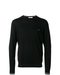 schwarzer Pullover mit einem Rundhalsausschnitt von Sun 68
