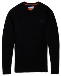 schwarzer Pullover mit einem Rundhalsausschnitt von Superdry