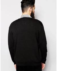 schwarzer Pullover mit einem Rundhalsausschnitt von G Star