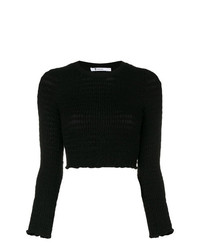 schwarzer Pullover mit einem Rundhalsausschnitt von T by Alexander Wang