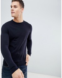 schwarzer Pullover mit einem Rundhalsausschnitt von Threadbare