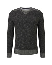 schwarzer Pullover mit einem Rundhalsausschnitt von Tom Tailor