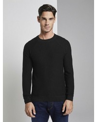 schwarzer Pullover mit einem Rundhalsausschnitt von Tom Tailor