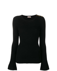 schwarzer Pullover mit einem Rundhalsausschnitt von Tory Burch