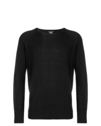 schwarzer Pullover mit einem Rundhalsausschnitt von Transit