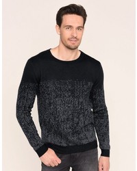 schwarzer Pullover mit einem Rundhalsausschnitt von Via Cortesa