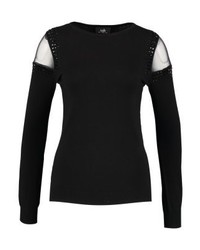 schwarzer Pullover mit einem Rundhalsausschnitt von Wallis