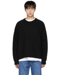 schwarzer Pullover mit einem Rundhalsausschnitt von Wooyoungmi