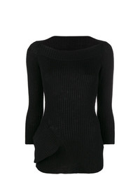 schwarzer Pullover mit einem Rundhalsausschnitt von Y's