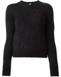 schwarzer Pullover mit einem Rundhalsausschnitt von Yang Li