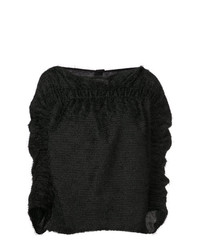 schwarzer Pullover mit einem Rundhalsausschnitt von Zero Maria Cornejo