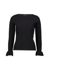 schwarzer Pullover mit einem Rundhalsausschnitt von Zero