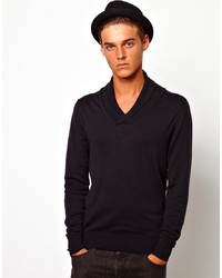 schwarzer Pullover mit einem Schalkragen von Antony Morato