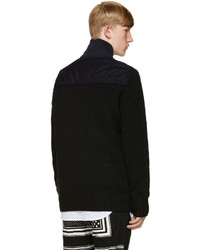 schwarzer Pullover mit einem Schalkragen von Sacai