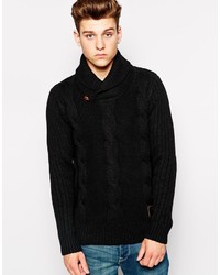 schwarzer Pullover mit einem Schalkragen von Brave Soul