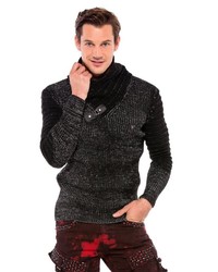 schwarzer Pullover mit einem Schalkragen von Cipo & Baxx