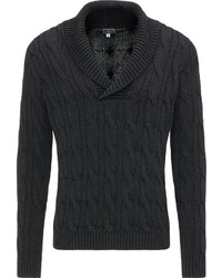schwarzer Pullover mit einem Schalkragen von Dreimaster