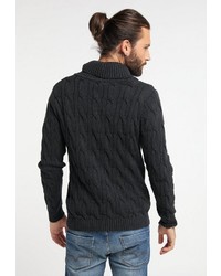 schwarzer Pullover mit einem Schalkragen von Dreimaster