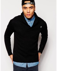 schwarzer Pullover mit einem Schalkragen von G Star