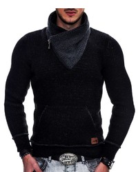 schwarzer Pullover mit einem Schalkragen von INDICODE