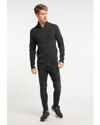 schwarzer Pullover mit einem Schalkragen von MO