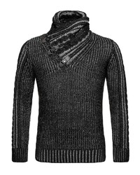 schwarzer Pullover mit einem Schalkragen von Redbridge