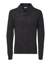 schwarzer Pullover mit einem Schalkragen von Selected Homme