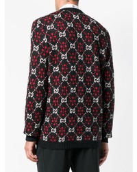 schwarzer Pullover mit einem V-Ausschnitt mit Argyle-Muster von Gucci