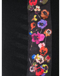 schwarzer Pullover mit einem V-Ausschnitt mit Blumenmuster von Givenchy