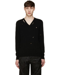 schwarzer Pullover mit einem V-Ausschnitt von Alexander McQueen