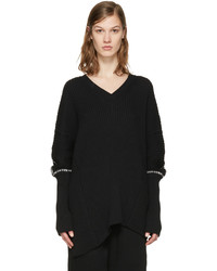 schwarzer Pullover mit einem V-Ausschnitt von Ann Demeulemeester