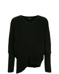schwarzer Pullover mit einem V-Ausschnitt von Ann Demeulemeester
