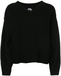 schwarzer Pullover mit einem V-Ausschnitt von Anrealage