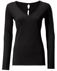 schwarzer Pullover mit einem V-Ausschnitt von ASHLEY BROOKE by Heine