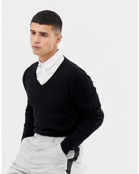 schwarzer Pullover mit einem V-Ausschnitt von ASOS DESIGN