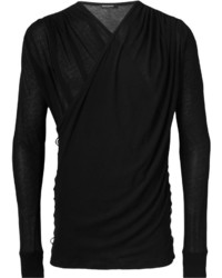 schwarzer Pullover mit einem V-Ausschnitt von Balmain