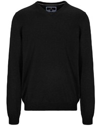 schwarzer Pullover mit einem V-Ausschnitt von BASEFIELD