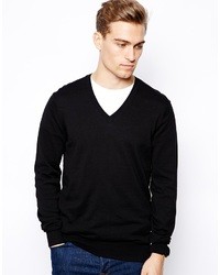 schwarzer Pullover mit einem V-Ausschnitt von Ben Sherman