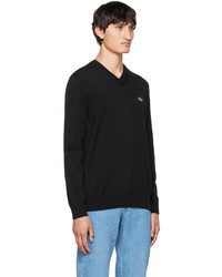 schwarzer Pullover mit einem V-Ausschnitt von Lacoste