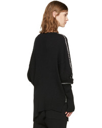 schwarzer Pullover mit einem V-Ausschnitt von Ann Demeulemeester