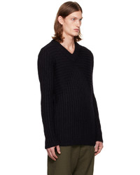 schwarzer Pullover mit einem V-Ausschnitt von Rick Owens