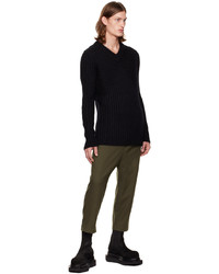 schwarzer Pullover mit einem V-Ausschnitt von Rick Owens